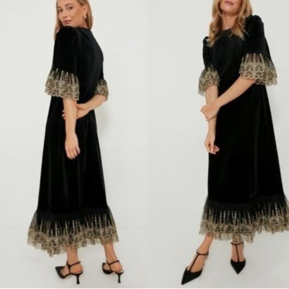 NWT | Tuckernuck Pomander Place Black Velvet Lillith Dress Midi - Picture 2 of 13